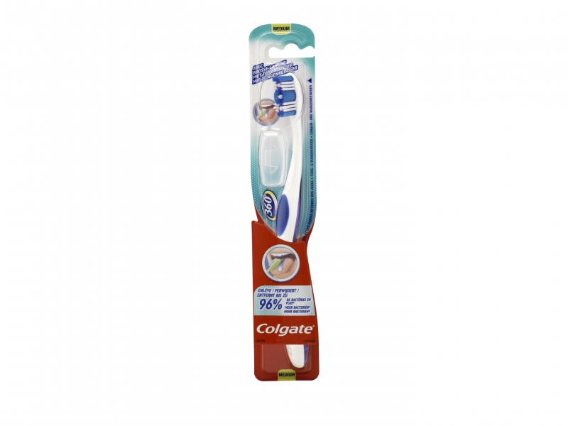 COLGATE 360° spazzolino da denti medium incluso raschietto lingua